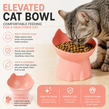 Elevated Cat Bowl Anti-Tip Raised Feeding Dish Neck Protection Pet Bowl 1 PC