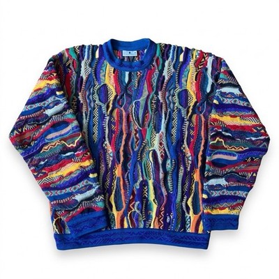 Vintage COOGI Australia Men s Size L Multicolor 3D Knit Sweater 100% Cotton