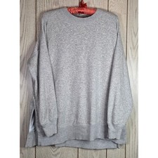 Aerie Women Heather Gray Oversized Crewneck Sweatshirt Side Slit Small