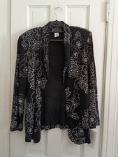 NWT Alex Evenings Jacket Formal Blazer Cruise 1X Black Metallic Sparkle A2