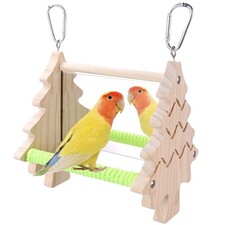Small Bird Mirror Parrot Swing,Bird Stand Perch Toy,Double Sided Mirror Swing...