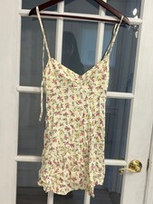 ZARA Women's Cream Floral Print Sleeveless Mini Dress Size S