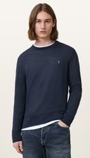 All Saints Jumper Mode Merino Wool Crew Mens Jumper Navy Blue, X Large rrp £105.