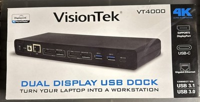 VisionTek VT4000 USB-C Docking Station - Dual 4K Displays - 6 x USB 3.0 / NEW!