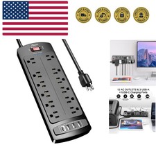 Power Strip, Surge Protector with 12 Outlets and 4 USB Ports, 6 Feet Extensio...