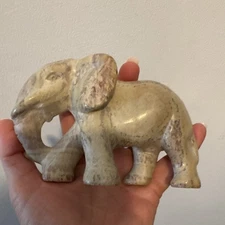 Handcarved Soapstone Elephant 5” X 3.25”