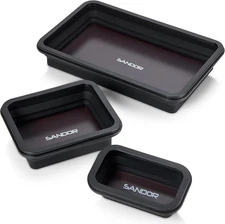 Collapsible Magnetic Parts Tray Set - 3 Different Size Tool Trays for Screw, Bol