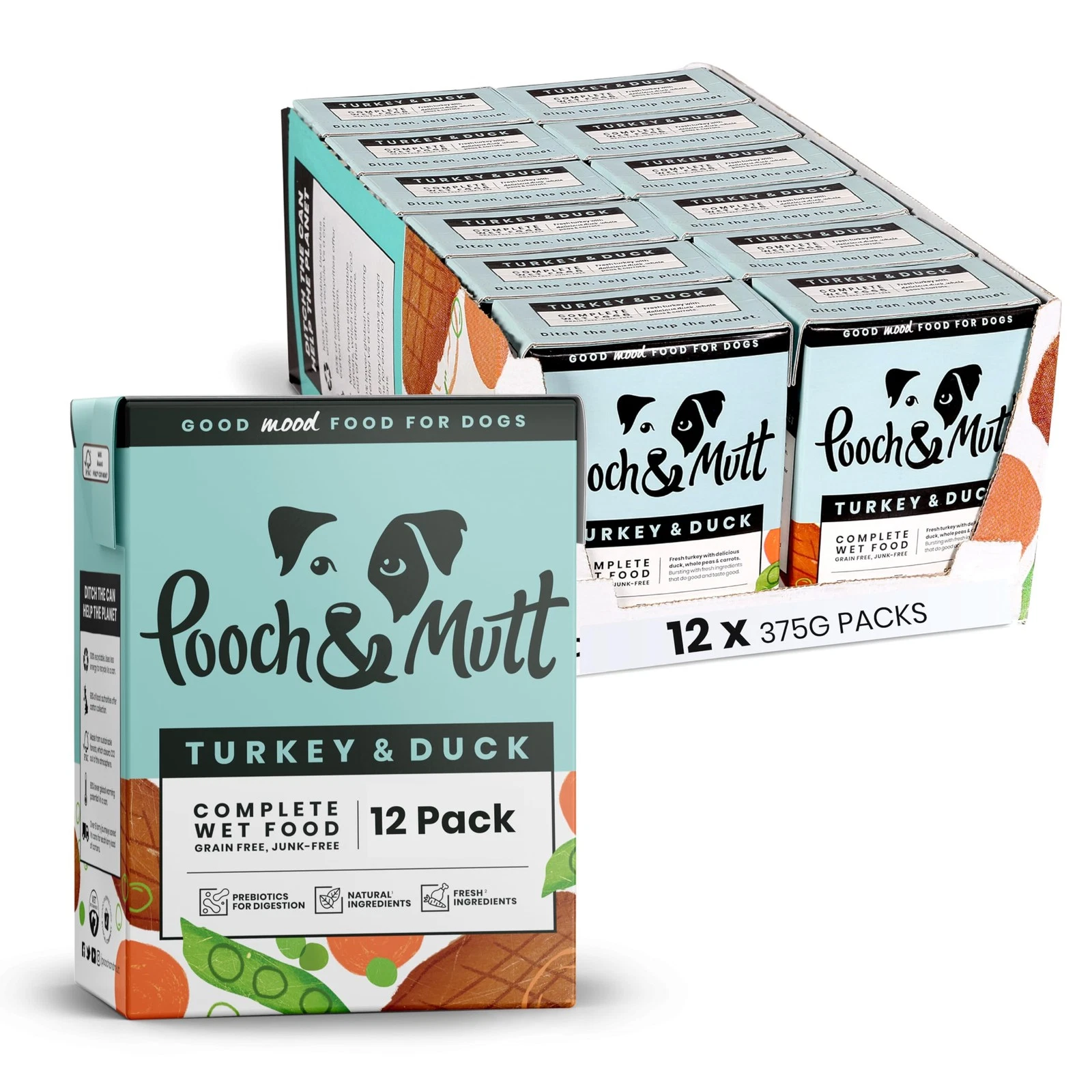 Pooch & Mutt - Turkey & Duck Pack of Complete Wet Dog Food, Dry Dog Food Topper,