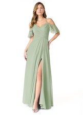 Azazie Dakota Dusty Sage Bridesmaid Dress, Size 0