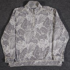 Tommy Bahama Reversible Quarter Zip Sweater Gray White Floral Size XL