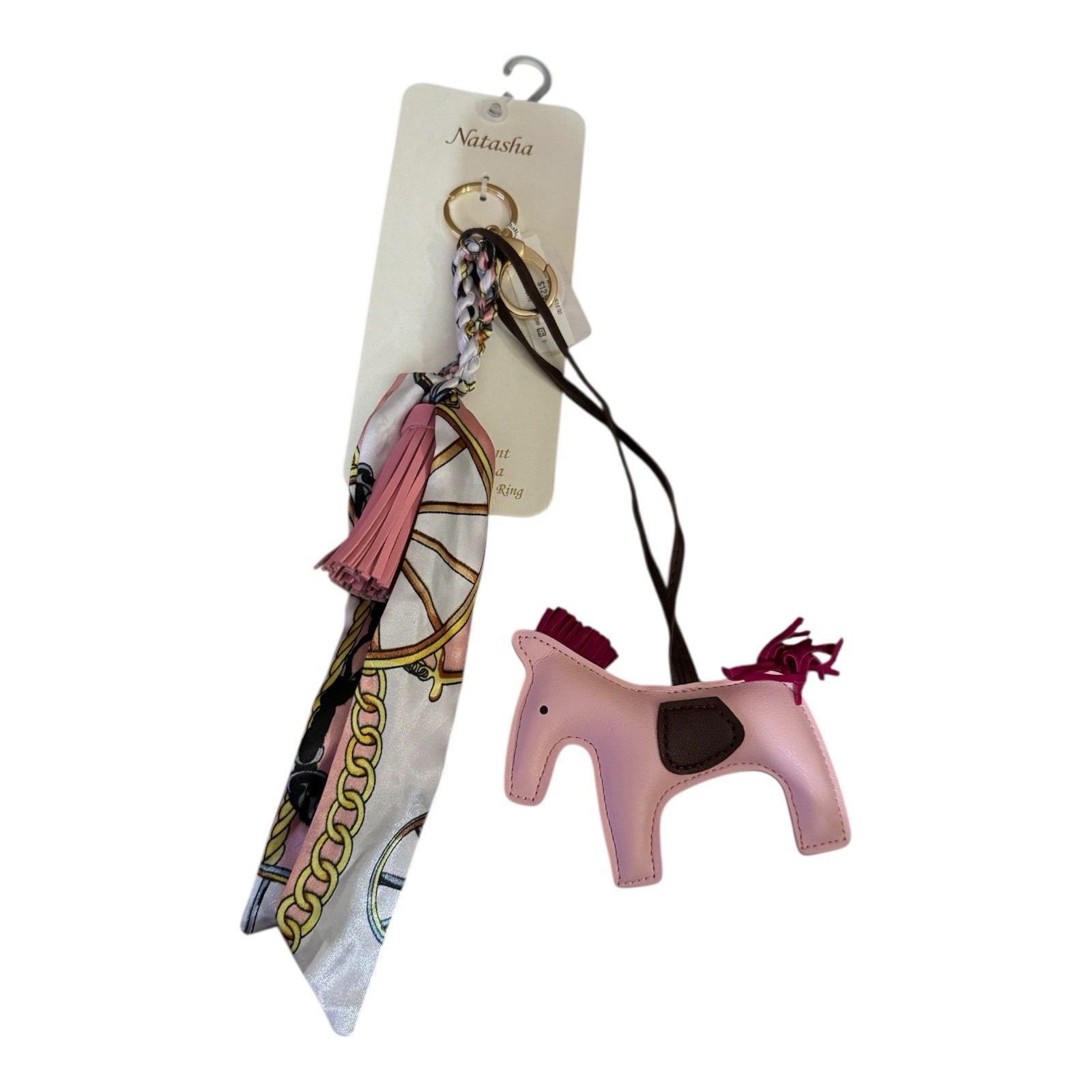 Natasha Couture Pink Horse Bag Charm Keychain