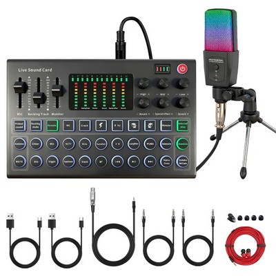 Complete Home Studio Recording Kit  for Music Podcast Mixer Condenser Microphone