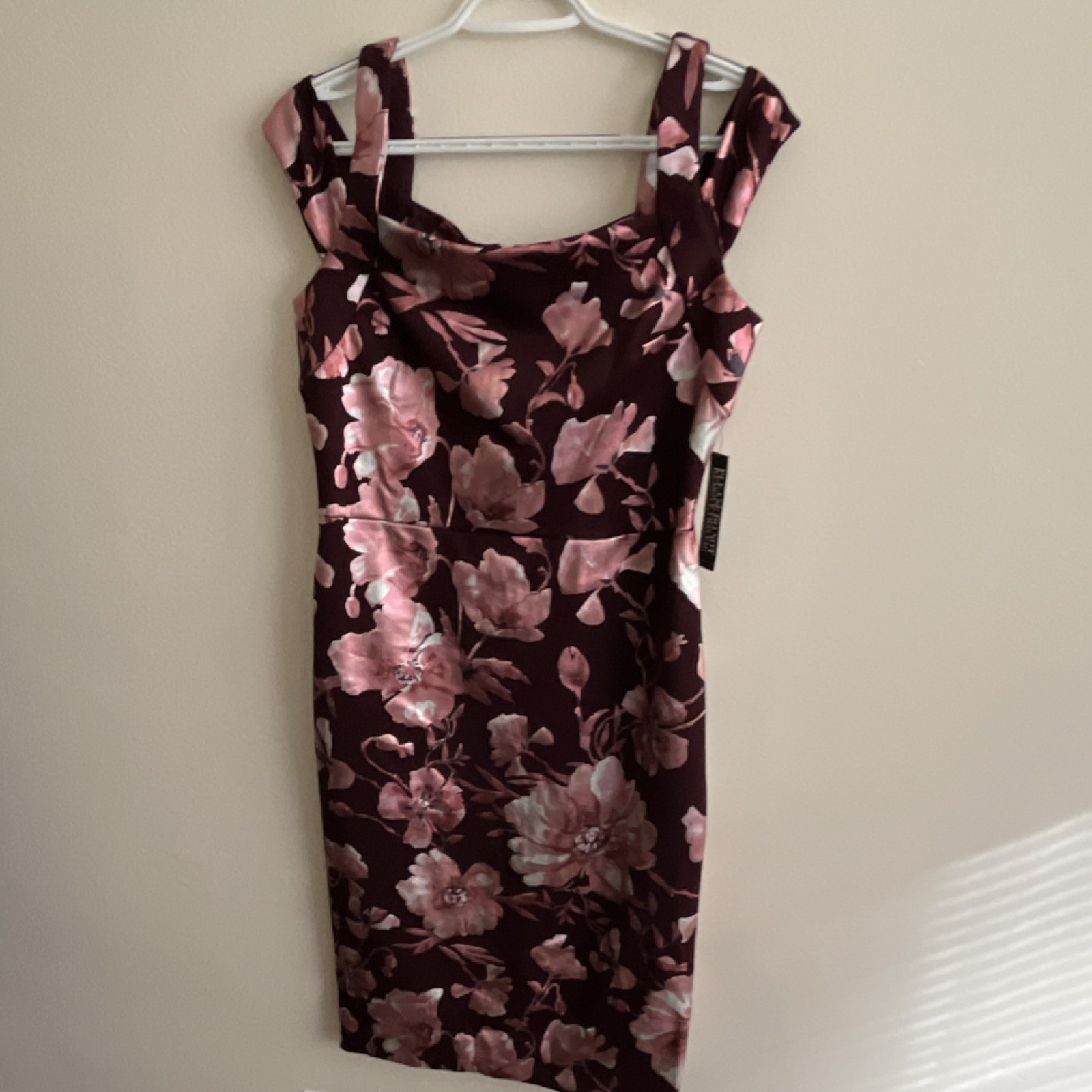 New York & Company Burgundy Pink Floral Sheath Dress Sleeveless M