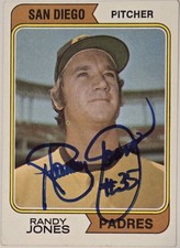 1974 Topps Randy Jones Auto Card #173 RC San Diego Padres Vintage Rookie Signed . rookie card picture