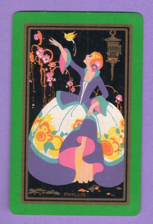 Single Swap Playing Card LADY DECO NARROW NAMED PHYLLIS BIRD GIRL VINTAGE