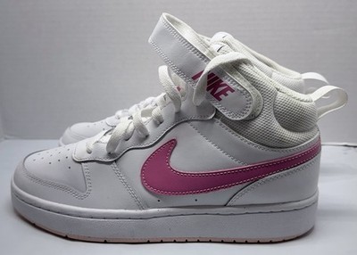Nike Court Borough Mid 2 White Pink CD7782-116 Youth 6Y Womens 7.5 Sneakers