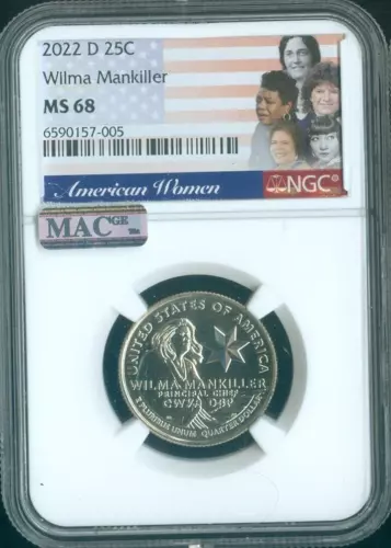 2022 D WILMA MANKILLER QUARTER NGC MS68 QUALITY✔️ AMERICAN WOMEN