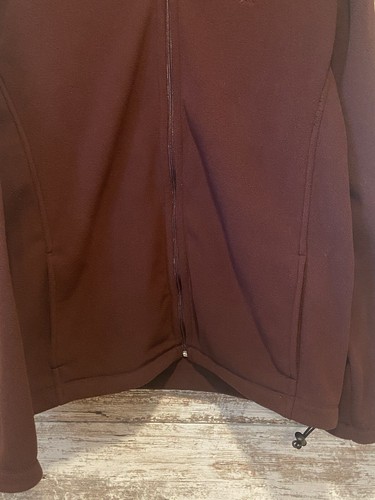 Eddie Bauer Fleece Jacket Size Large Tall Burgandy Full Zip Pockets Cord Toggle - 第 3/9 張圖片