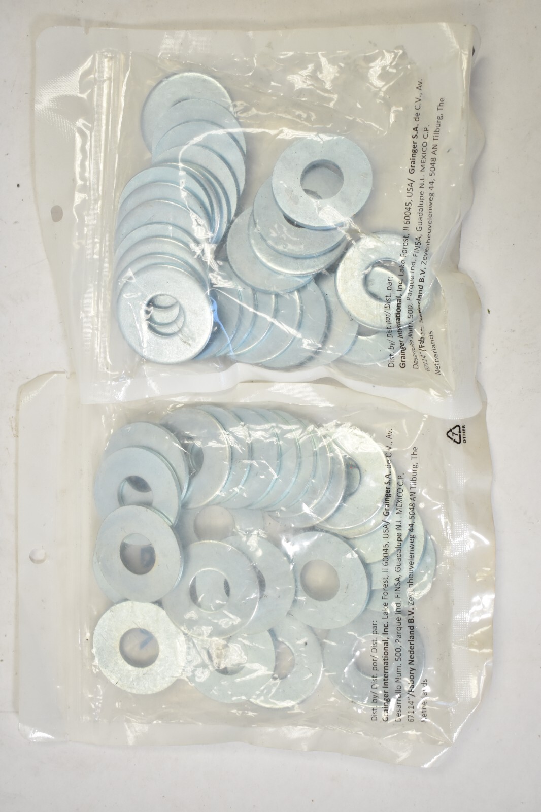 Lot of 50 Fabory Flat Washers 5/8 USS Steel Zinc Plated Finish 22UE26 Hardware-image