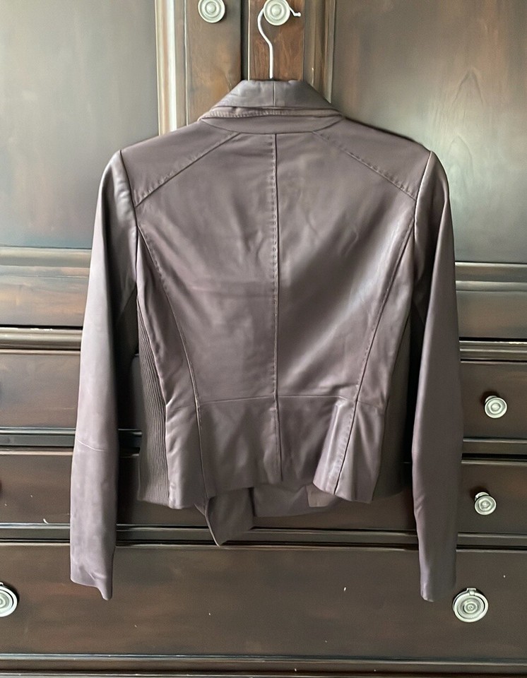 Vince Leather Scuba Jacket deep plum/eggplant color, size XS eBay