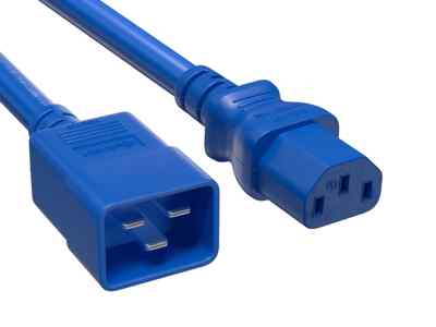 14 AWG Heavy Duty Power Cord (IEC320 C20 to IEC320 C13), Blue - 3/4/5/6/7/8 ft
