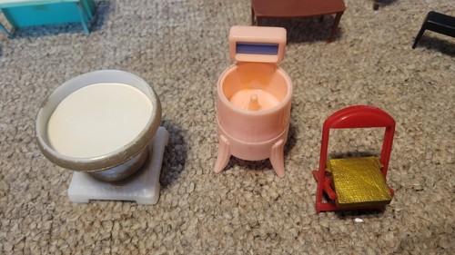 Vintage Ideal Renewal Marx Plasco Markenlos Kunststoff Puppenhaus Möbel Lot Spielzeug - Bild 12 von 24