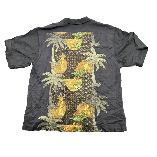 Tommy Bahama Hula Girl Palm Tree Camp Hemd Herren XL schwarz 100% Seide Fehler - Bild 2 von 10
