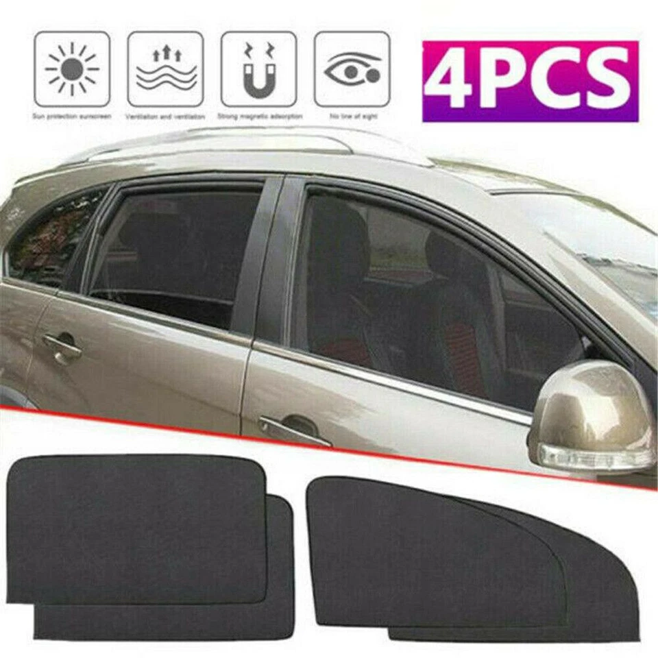 Car Side Front Rear Window Sun Shade Covers UV Protection Mesh Shield Trim - Image 3 of 4