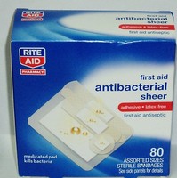 Rite Aid First Aid Antibacterial Sheer Bandages Antiseptic Pad Assorted Sz 80ct Rite Aid First Aid Antibacterial Sheer Bandages Antiseptic Pad Assorted Sz 80ct