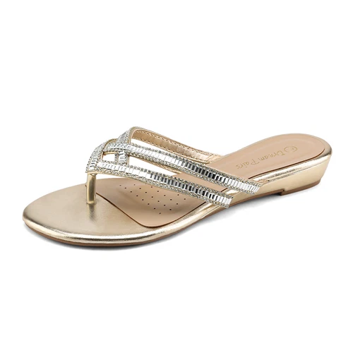 Women Rhinestone Flats Sandals Flip Flops Thong Open Toe Beach Summer Slippers - Picture 5 of 10