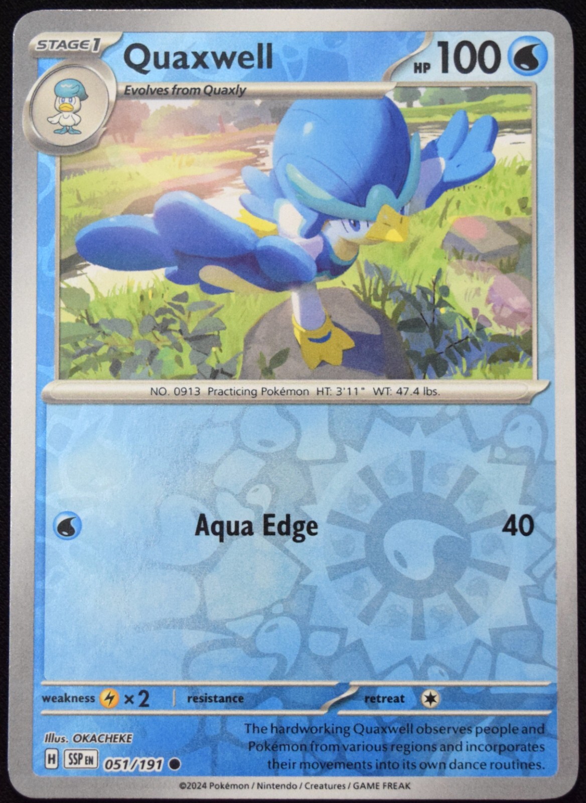 Pokemon TCG Quaxwell 051/191 Surging Sparks Reverse Holo Common - NM