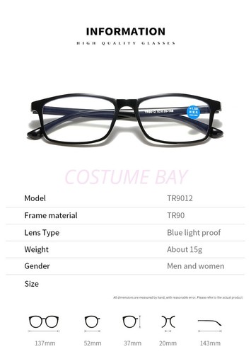 2 Pack Reading Glasses Anti Blue-Ray Black Choose Magnification Strength Unisex - 第 4/12 張圖片