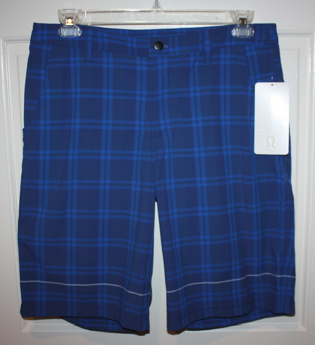 NWT Mens Lululemon Blue Plaid Kahuna Shorts Size 36 | eBay