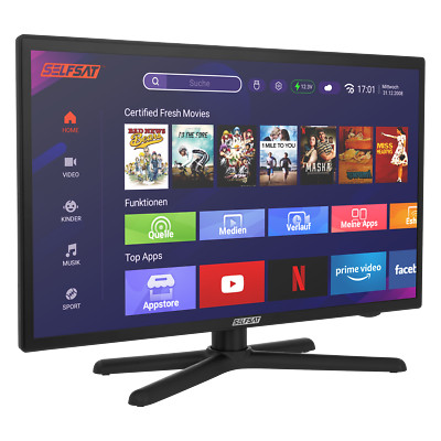 SELFSAT SMART LED TV 1224 (60cm/24'') inkl. DVB-S2/C/T2 HD Tuner mit WLAN und Blu