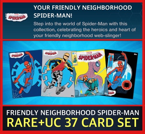 YOUR FRIENDLY NEIGHBORHOOD SPIDER-MAN RARE+UC 37 CARD SET-TOPPS MARVEL COLLECT