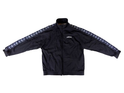 1980's Adidas TNT Tape Logo Men's Vintage Black Zip-Up