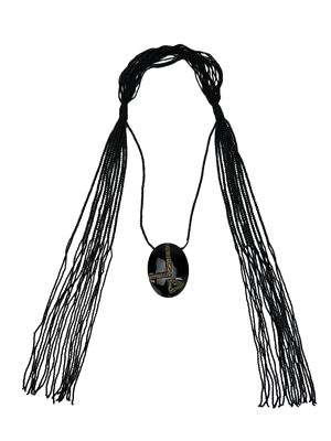 Max Mara Women's Nero Acume Beaded Long Necklace One Size NWT