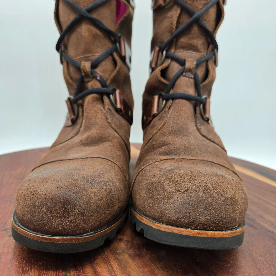 Sorel Joan of Arctic Boots Women's 9.5 Brown Suede Lace Up Knee High Tall Wedge - Image 2 of 4