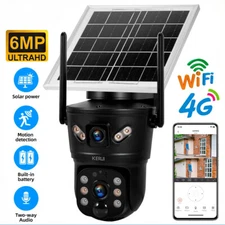 Outdoor 6MP 4G SIM WIFI Solar Panel Security Camera Dual Lens Video Surveillance