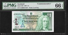 Scotland 1 Pound 1997 PMG 66 EPQ UNC Pick#359 Commemorative A.G. Bell