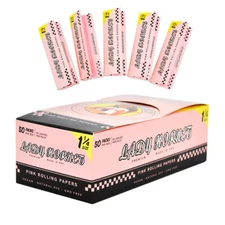 LADY HORNET Cigarette Rolling Papers Pinky Unrefined Slim 1 1/4 Size Full Box