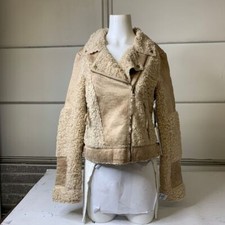 Marrakech By Anthropologie Sherpa Mix Moto Jacket Women's Size Medium