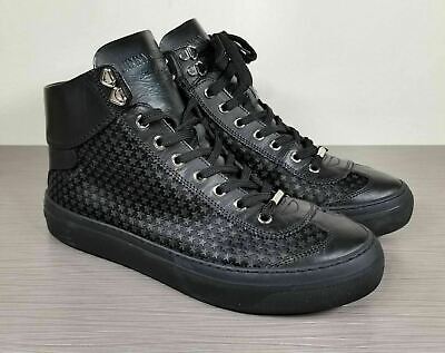 Jimmy Choo Black Mini Stars Argyle High-Top Sneakers, Black, Mens ...