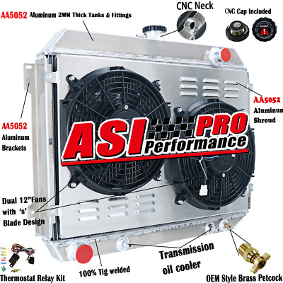 4 ROW Radiator+Shroud Fan For 1968-1974 Dodge Charger Challenger Coronet CU375