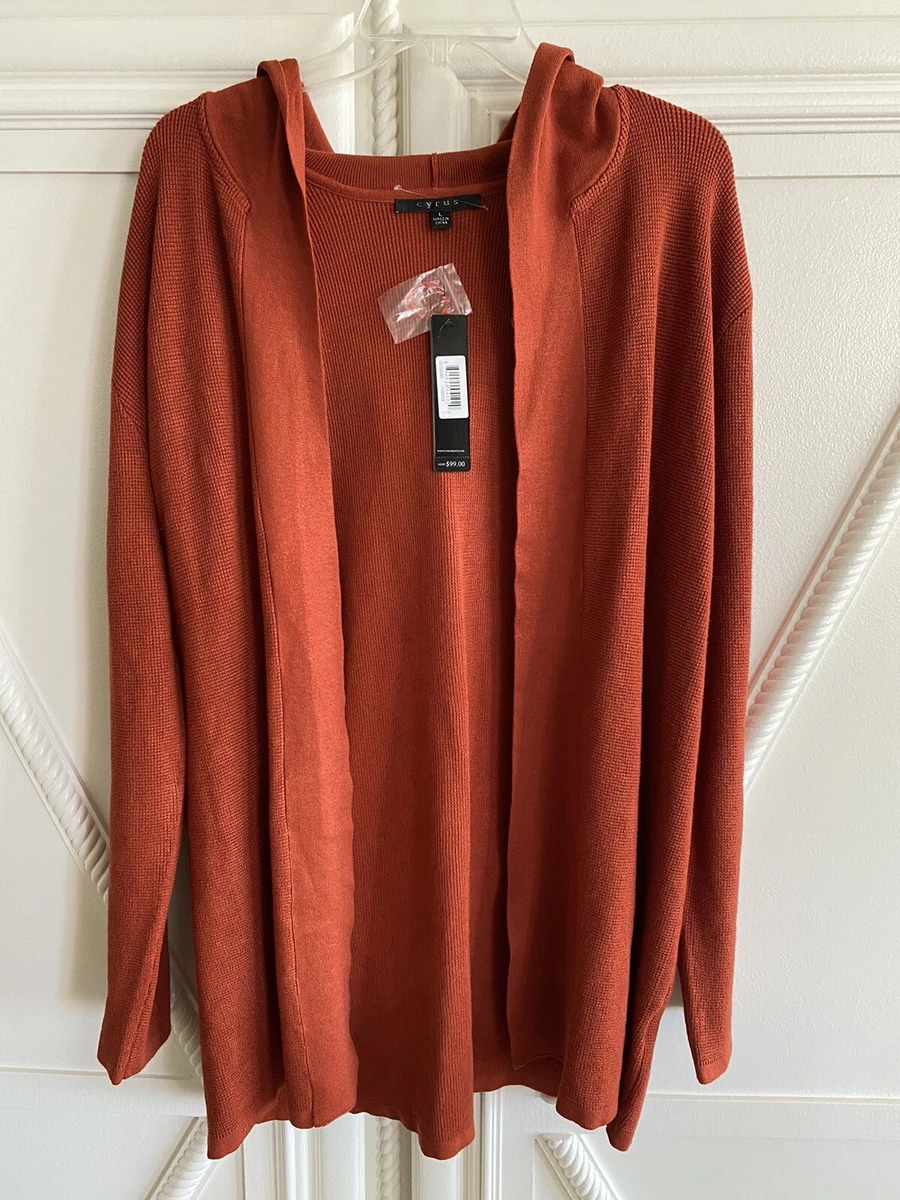 89 Cyrus Open Front Cardigan Burnt Orange Rust Brown Simple