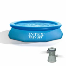 Intex 10 ft. x 30 inch Easy Set Above Ground Inflatable Family Swimming Pool...