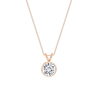 IGI E/VVS 1,5 kt runder Lab Created gewachsener Diamant Lünette Halskette 14 K Rotgold