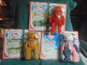 VINTAGE 1999 Mc Donald's Toy *Ty Beanie Babies* Set of 3 International Bears (#8