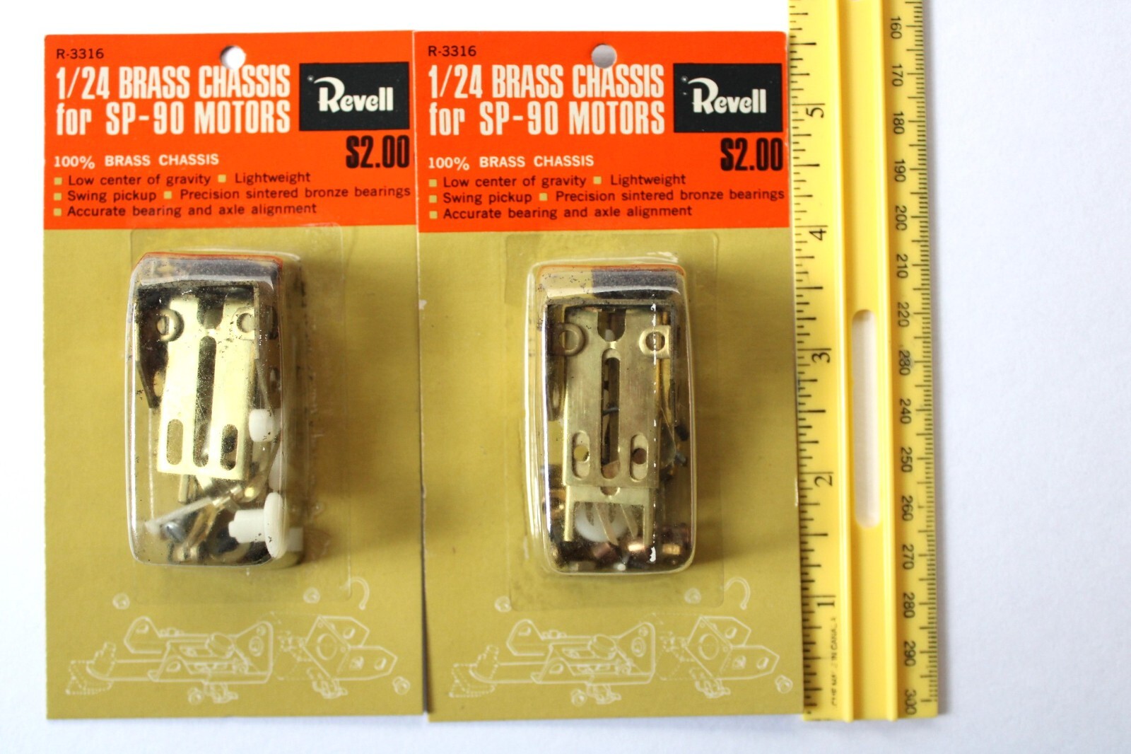 10 1960's REVELL PARTS PACKS 2BRASS SLOT CAR CHASSIS for SP90 MOTOR
