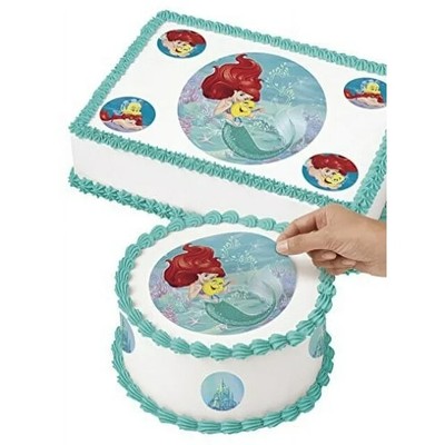 WILTON-Edible Sugar Sheets Princess Arie Fits The Little Mermaid Flounder Disney